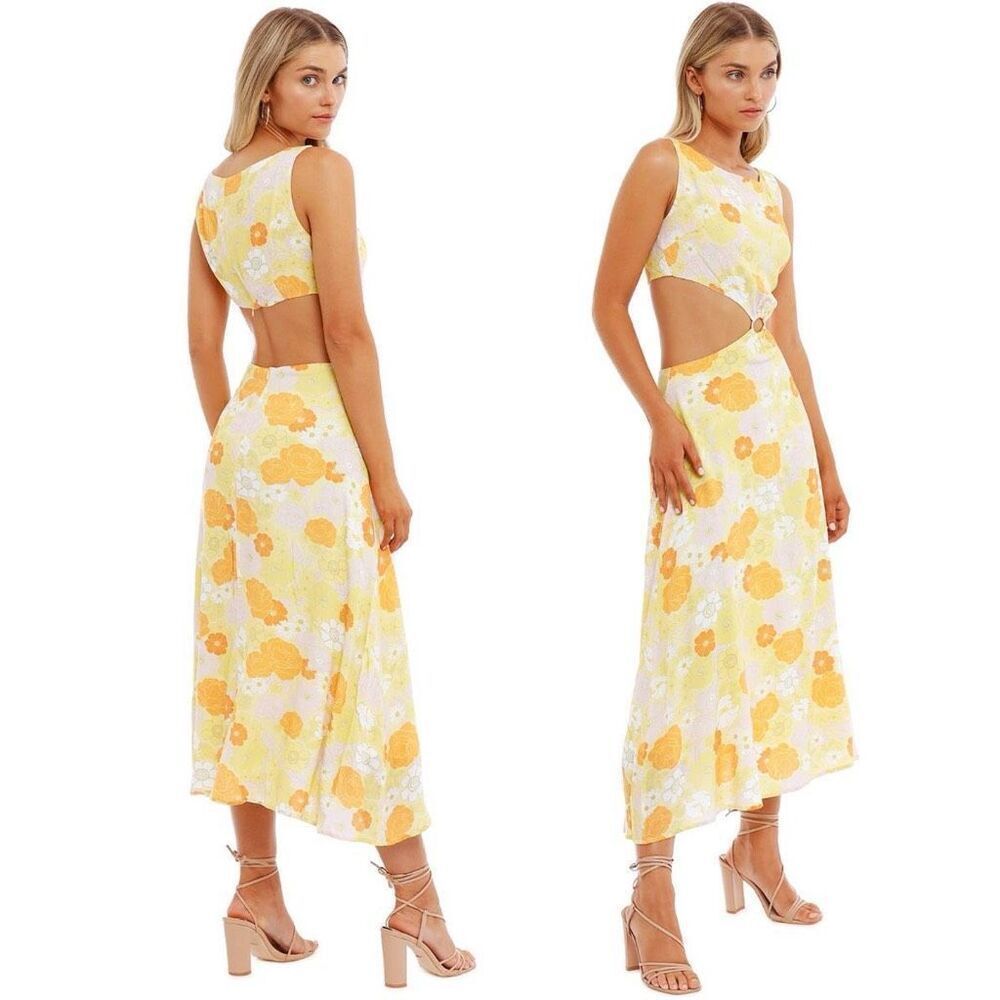Charlie Holiday Clemence Cutout Floral Dress 4 Boho Retro Beachy Cottagecore Ret